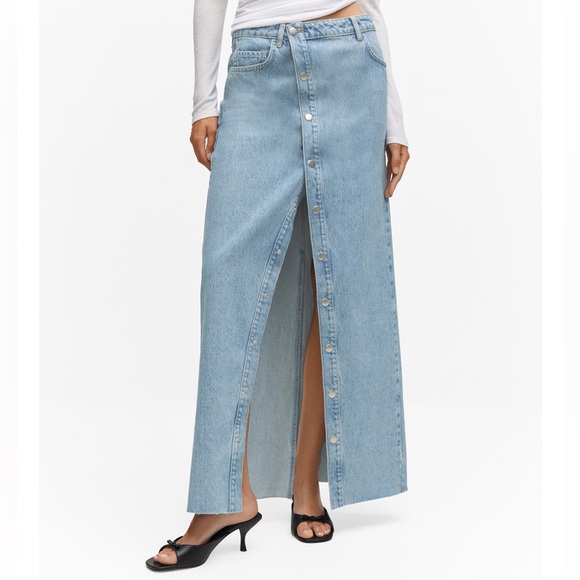 NWT MANGO Buttoned Denim Midi/Maxi Skirt Size S - Picture 1 of 4
